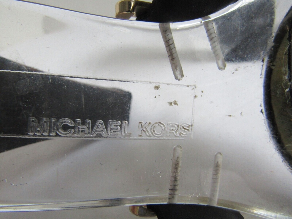 Michael Kors Black Leather Lucite Heels Chic Y2K Slide Sandals 6.5 - Picture 7 of 13